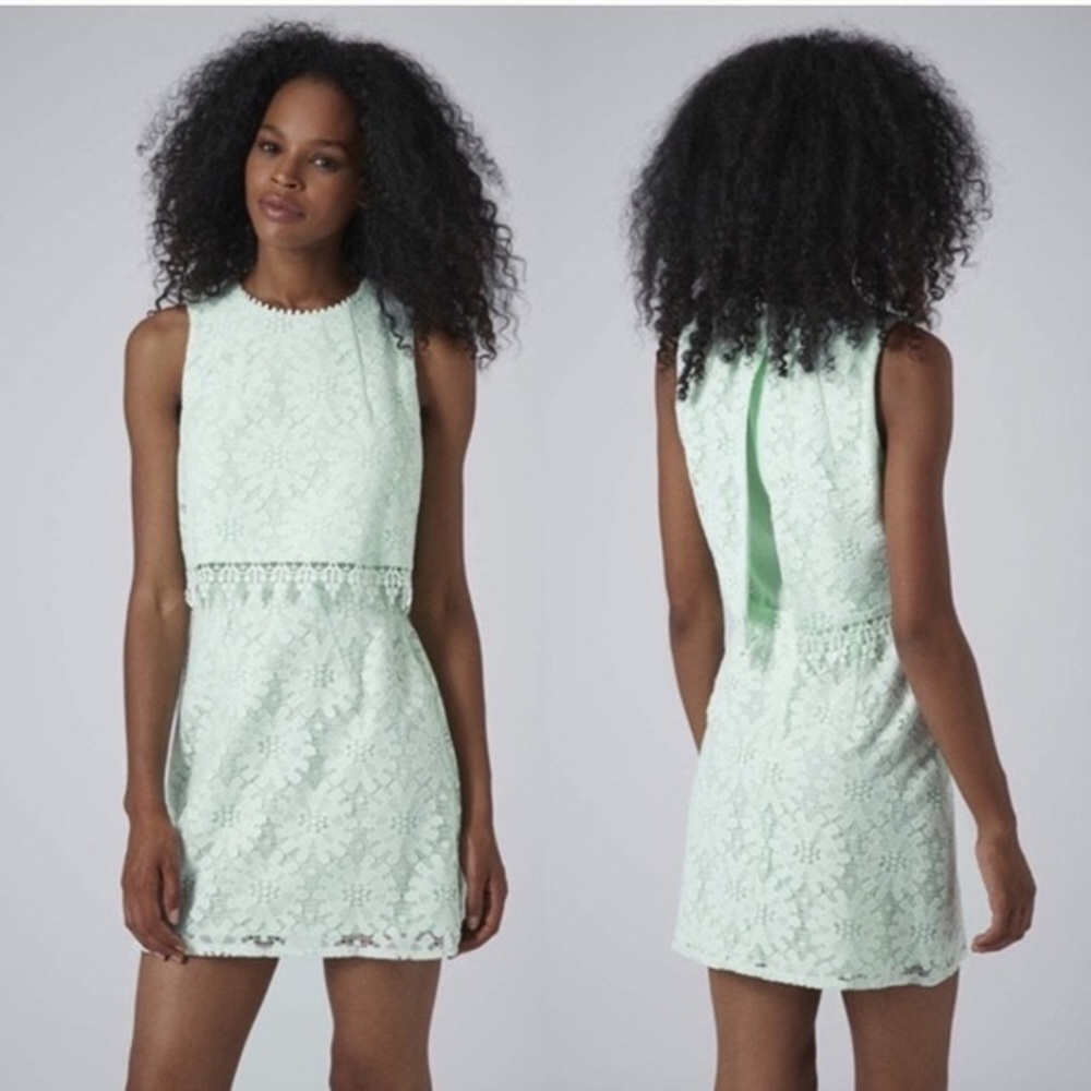 Lace mint mini dress